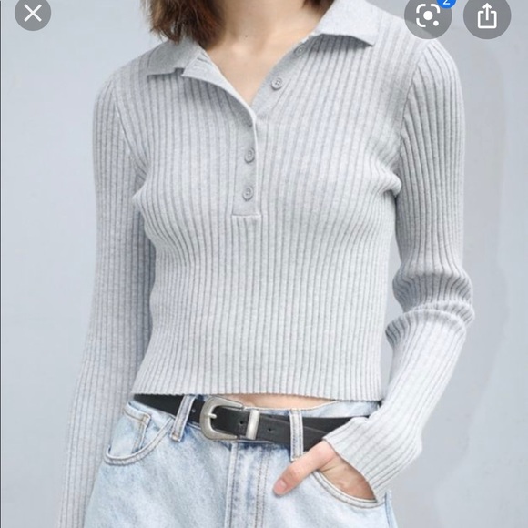 Brandy Melville Tops - BRANDY MELVILLE button up collar longsleeve